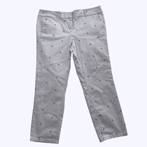 LOFT Marisa Skinny Pants Women's Size 14 Gray Black Diamond Print‎ Cropped NEW